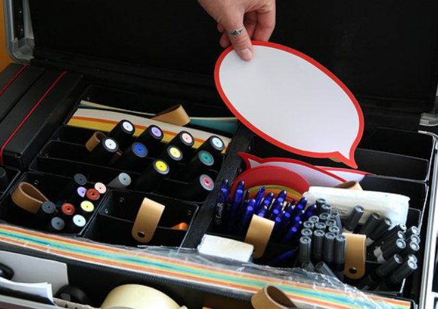 Blick in einen Moderationskoffer