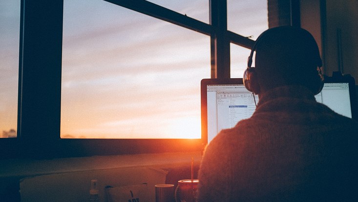 Guy attending a digital Seminar