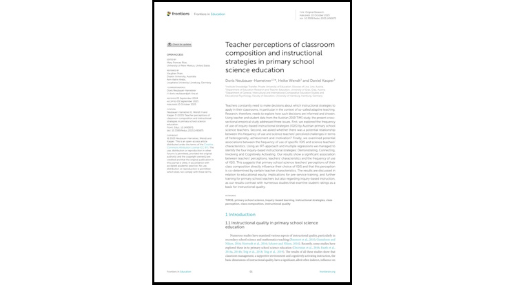 Startseite des Artikels Teacher perceptions of classroom composition