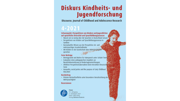 Cover des Schwerpunkthefts 4/2021 von Diskurs Kindheits- und Jugendforschung