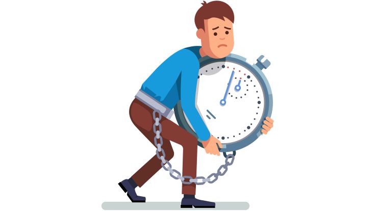 Zeichnung Mensch an Uhr gekettet