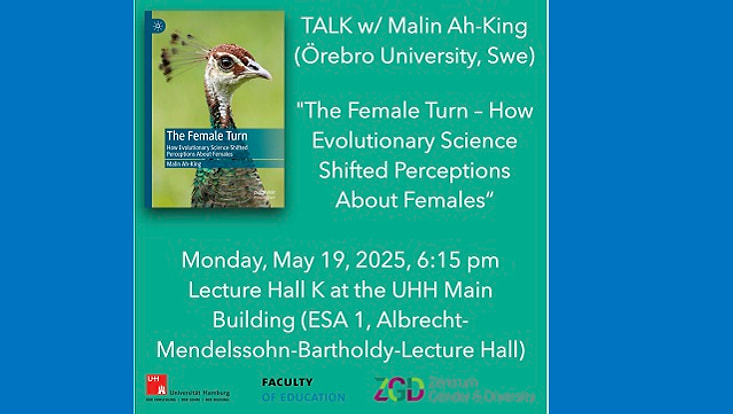 Titelbild des Talks "The Female Turn" Titelbild mit Pfau des Talks "The Female Turn"
