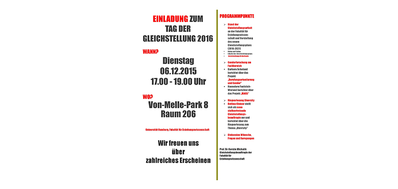 Plakat Gleichstellungstag 2016