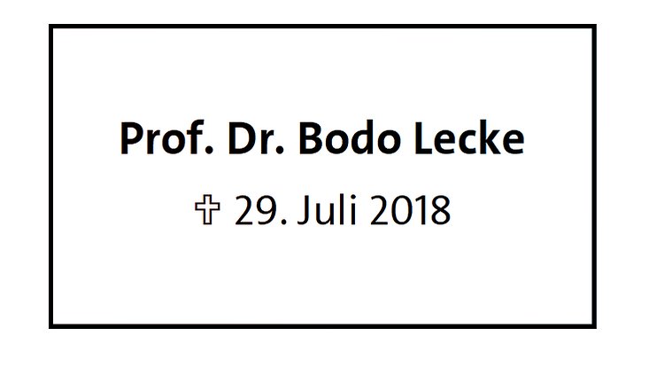 Nachruf Prof. Dr. Bodo Lecke