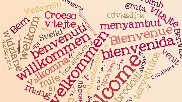 Das Wort "Willkommen" in verschiedenen Sprachen