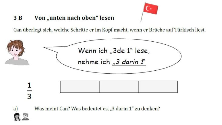 Mathematikaufgabe, in der das Konzept von Brüchen im Türkischen enthalten ist.