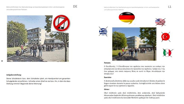 Aufgabenstellungen zum Schreiben von Texten auf Deutsch und in der L1