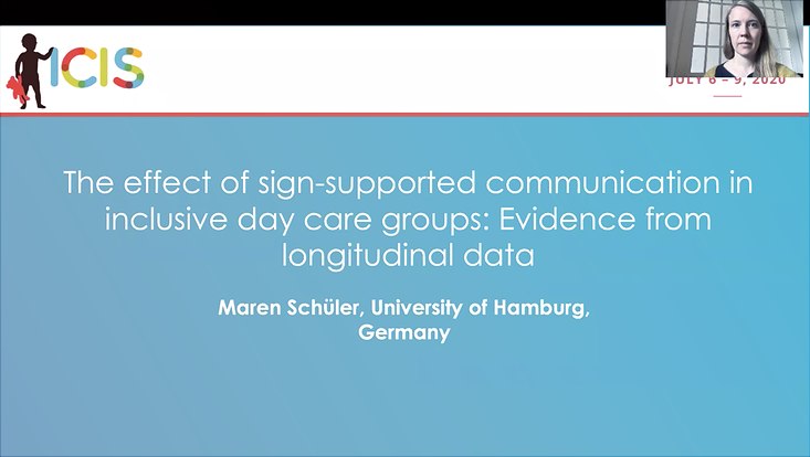 Titelbild der PowerPointPräsentation mit einem Ausschnitt der Vortragenden aus einem Videochat