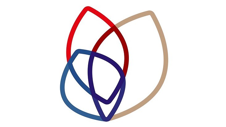 Three leaves crossing, in colors representing all participating universities