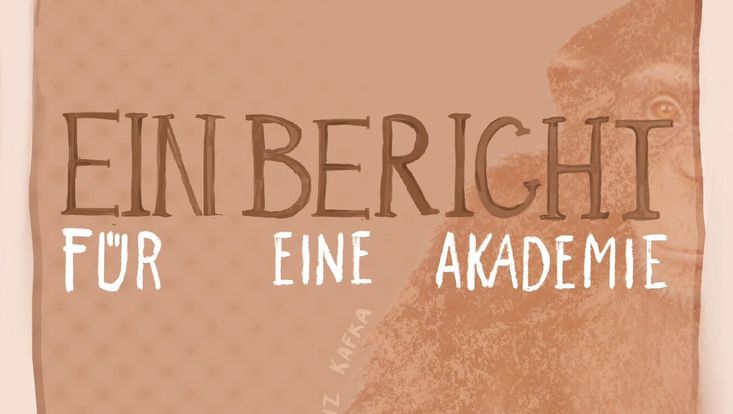 Titel der Veranstaltung vor einem hellbraunen Hintergrund, rechts seitlich angeschnittene Figur eines Affen