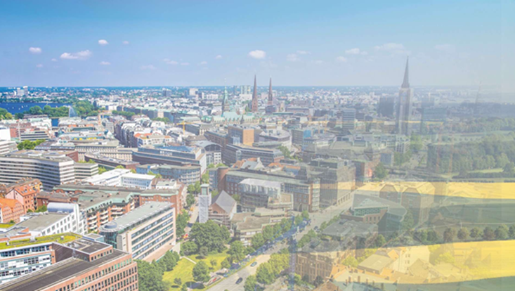 Fotomontage von Stadt und Land