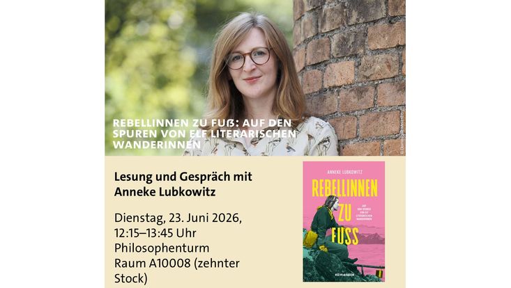 Portrait der Autorin, darunter die Angaben zur Lesung