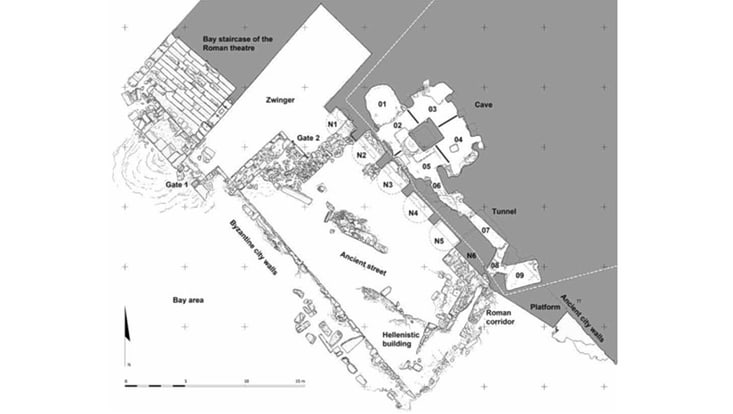 theatergrotte2-733x414 Plan der Grotte und des davorliegenden Bereiches nach S. Giese