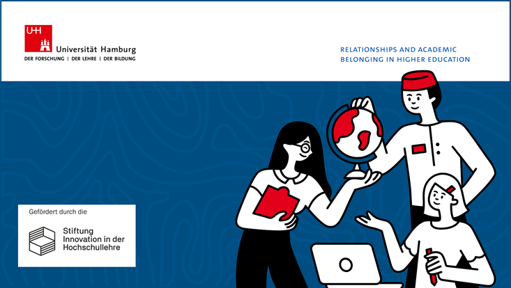 Grafik von drei Studierenden, die gemeinsam arbeiten