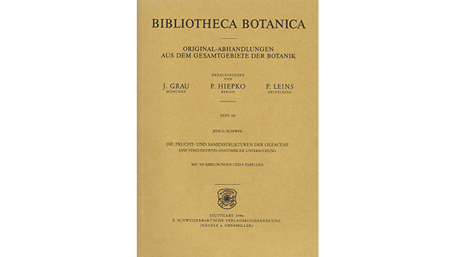 Image of book cover "Die Frucht und Samenstrukturen der Oleaceae"