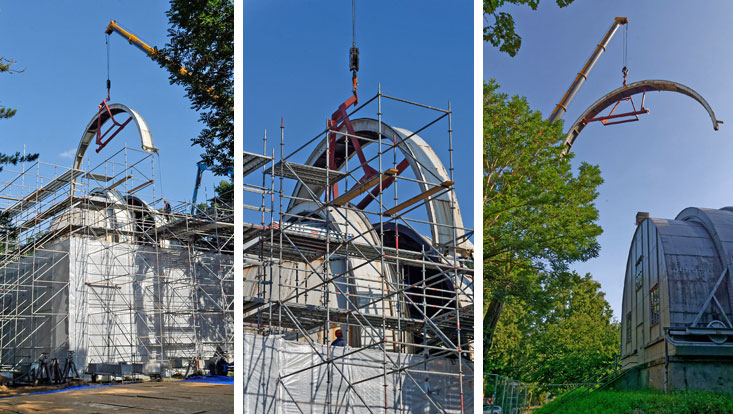 Restaurierung der Sternwarte: Heute werden die Spaltklappen der Refraktorkuppel abgehoben