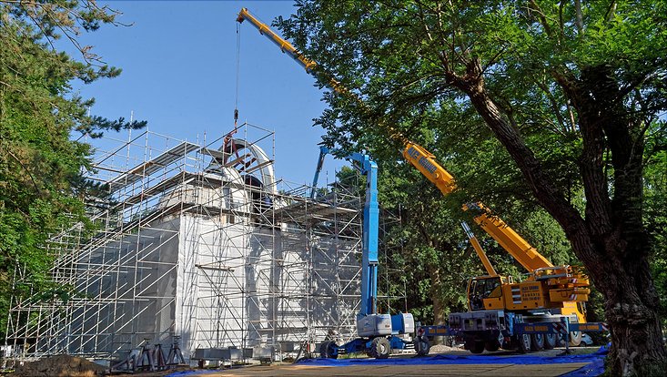 Restaurierung der Sternwarte: Heute werden die Spaltklappen der Refraktorkuppel abgehoben
