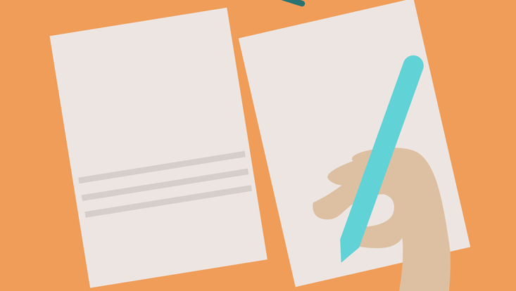 Grafik von Person die Text schreibt