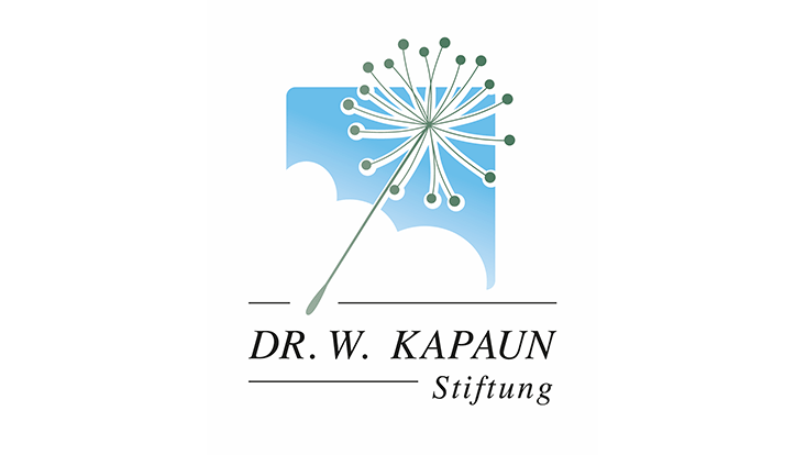 Logo mit stilisierter grüner Pusteblume vor blauem Himmel mit weißer Wolke
