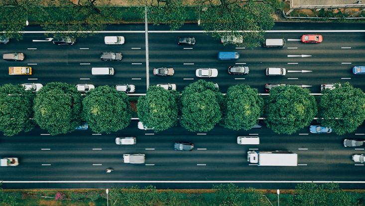 aerial photography of road with cars