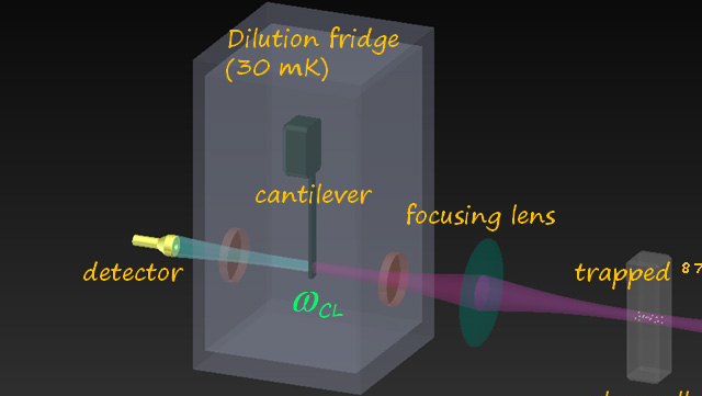 Darstellung der nanomechanischer Oszillator gekoppelt von Bose Einstein Kondensate (NanoBEC).