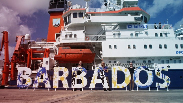 Imke am Meteor-Forschungsschiff auf Barbados