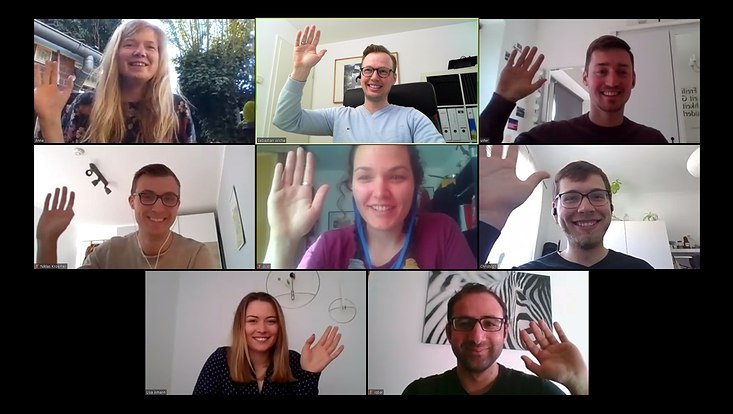 Screenshot der Mitglieder der AG Wicha beim Online-Meeting