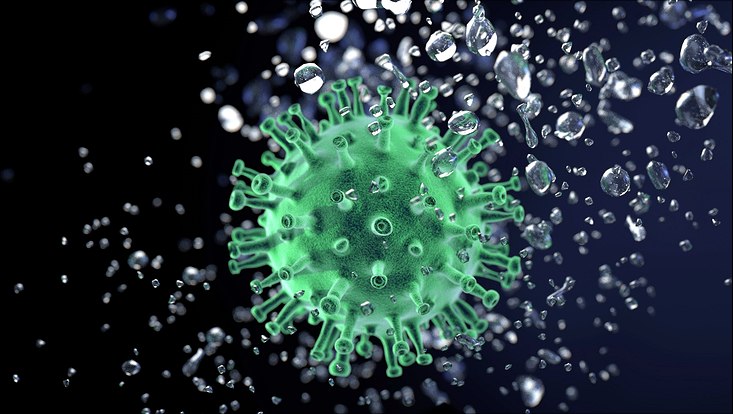 Corona Virus und Wassertropfen