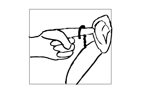 Bügel ans Ohr halten