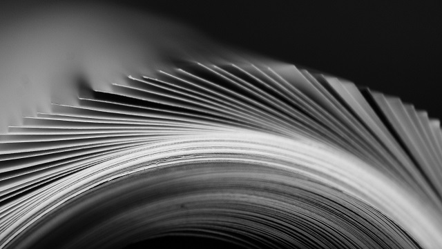 Pages of a book from the side.