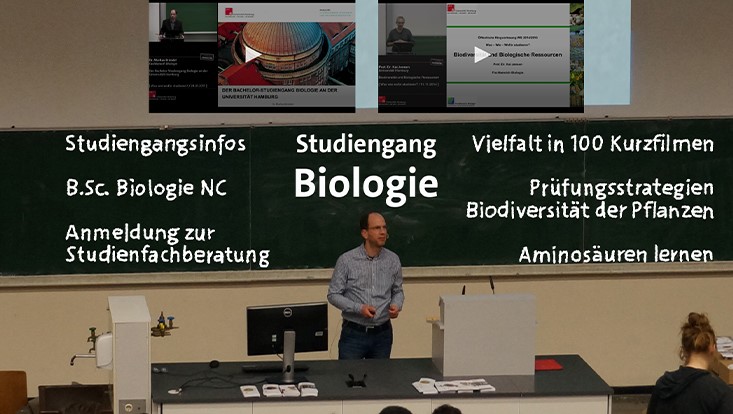 Dr. Markus Brändel, Leiter des Studienbüros des Fachbereichs Biologie, stellt den Bachelorstudiengang Biologie auf der digitalen Plattform des Unitags vor.