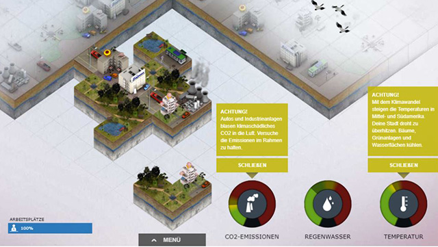 Ein Screenshot aus dem Spiel Klimaarchitekt.