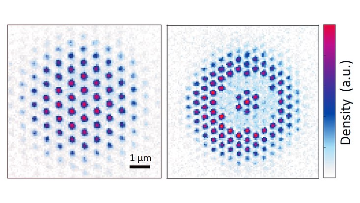 Example images of ultracold atoms in optical lattices obtained via the new quantum gas magnifier