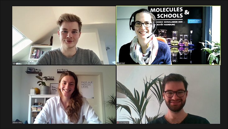 Team-Screenshot mit Nils Dageförde, Dr. Skadi Kull, Maren Hinz und Tim Wagner
