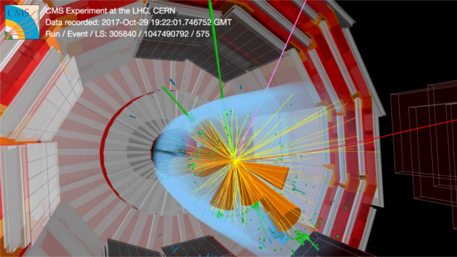 Event Display of a collision event including a Higgs boson