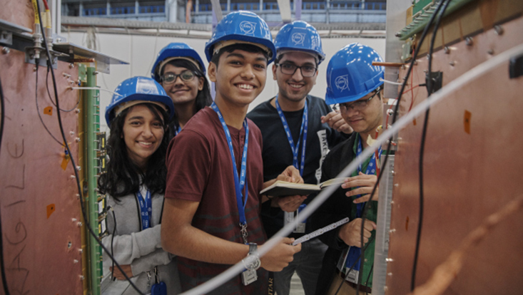 High-school students at beamline for schools.