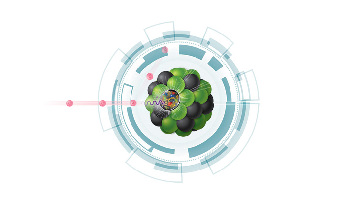 Collision of an electron beam with an ion.