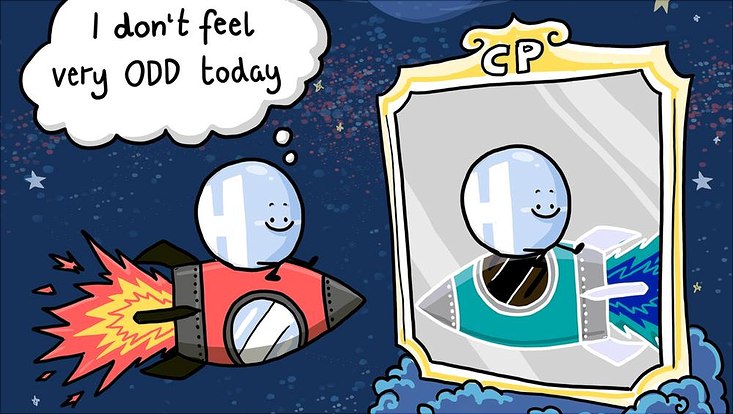 Schematic illustration of the Higgs boson in a CP-mirror.