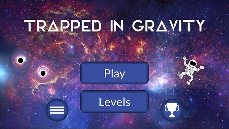 Start screen of the game app Trapped in Gravity