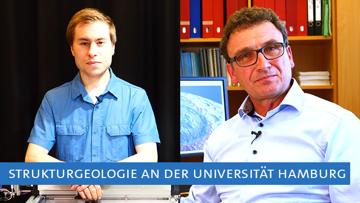Prof. Dr. Ulrich Riller und Jan Oliver Eisermann stellen die abwechslungsreichen wissenschaftlichen Aktivitäten der Arbeitsgruppe „Strukturgeologie“ am Fachbereich Erdsystemwissenschaften vor und erklären dabei am Beispiel der Entwicklung der Südande