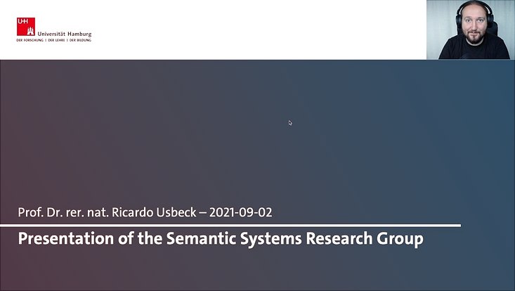 Startseite der Präsentation für SEMS. Oben Rechts sieht man Ricardo Usbeck