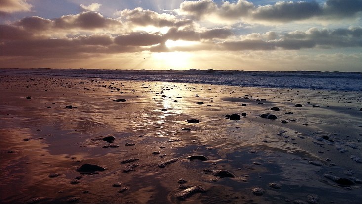 Sonnenuntergang an der Nordsee, Schlick im Fokus