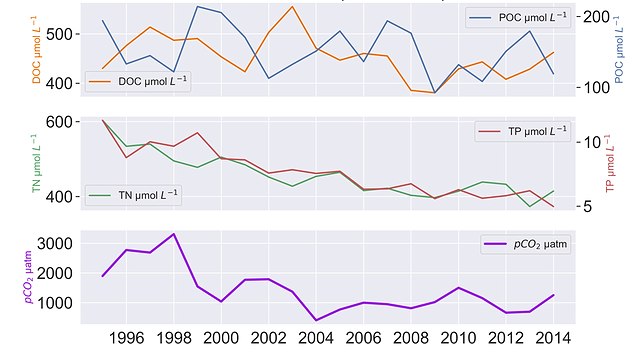 concentration of P N and C in Elbe river