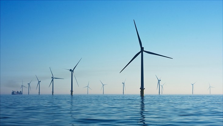 Offshore Windfarm, Windräder im Wasser