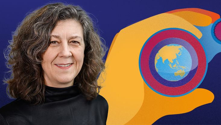 Porträtbild von Anita Engels mit dem Logo des Hamburg Climate Futures Outlook