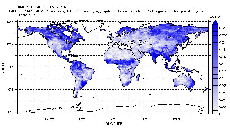 SMOS surface soil moisture July 2022