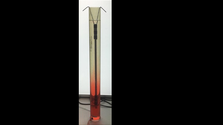 floating-pipe-733x414 Floating pipe setup in the laboratory: At the bottom, coloured water with a lower salinity is injected, which rises through the pipe to the surface
