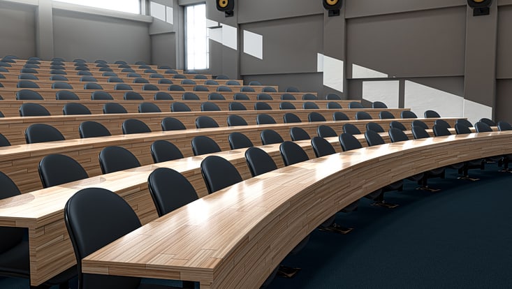empty chairs in rotund auditorium