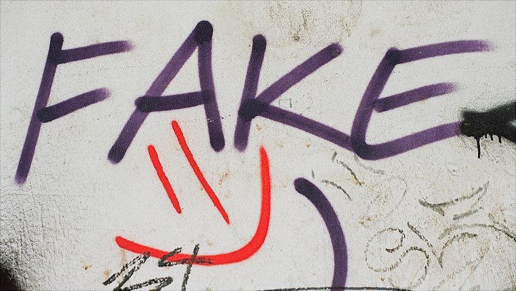 Graffiti with the word "Fake"