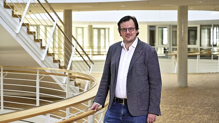 A man inside a research building